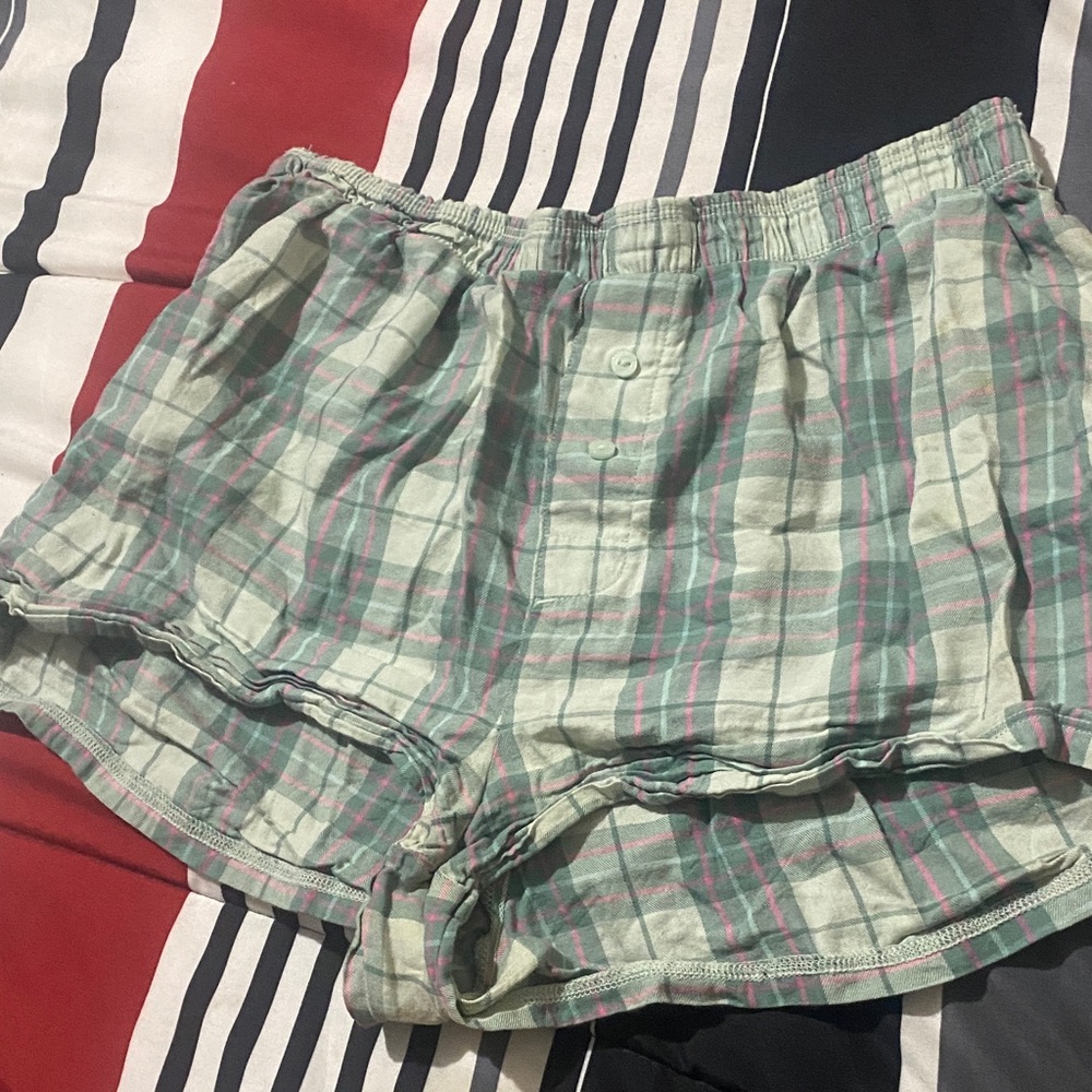 Victoria's Secret Green and Pink Plaid Shorts